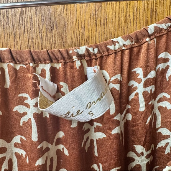 Natalie Martin Silk Palm Tree Print Short Sleeve Maxi Dress Brown Small S READ - Picture 4 of 16